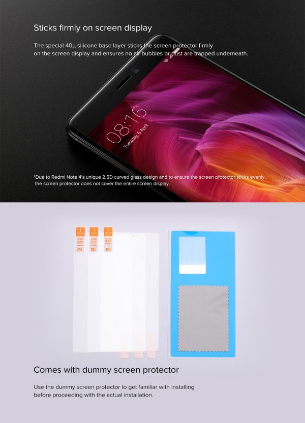 Screen Protector Film For MI Note 4 (Transparent) - Image 4