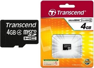 Transcend SDHC 4 GB MicroSD Card Class 4 4 MB/s Memory Card