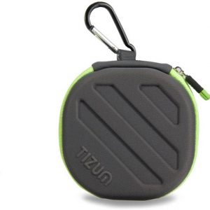 TIZUM Nylon Zipper Headphone Case  (Grey, Green)