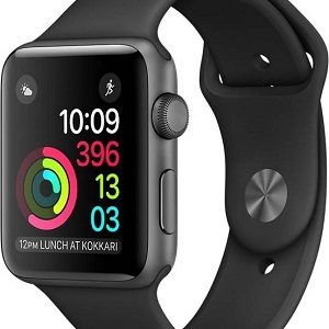 Apple Smart Watch Series 1 - 42 mm Space Gray Aluminium Case with Black Sport Band  (Black Strap Medium)