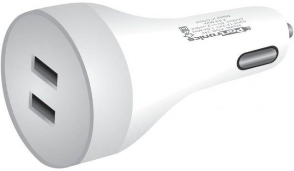 Portronics 2.4 amp Turbo Car Charger  (Grey, White)