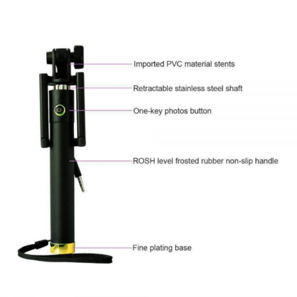 Selfie Stick Black and Gold (Aux) - Image 4