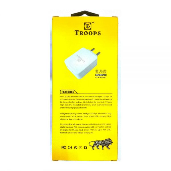 Troops Charger 3..4A Duel USB Ports (Micro USB) - Image 5