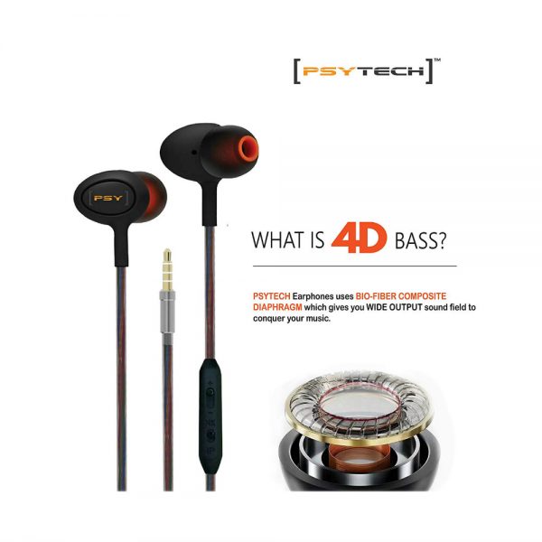 PSYTECH 4D Ultra Bass Wired Earphone (In Ear) 6 Months Warranty - Image 2