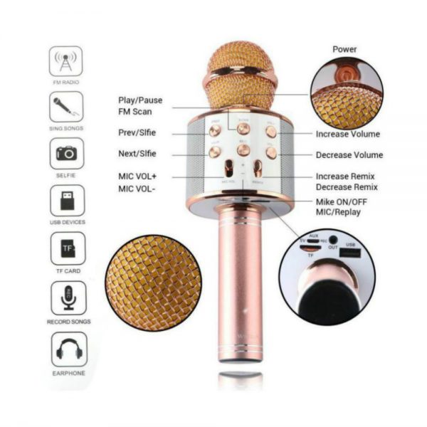 WS 858 Mic (Wireless Mic) Built-in Speaker - Karaoke Mic - Image 4