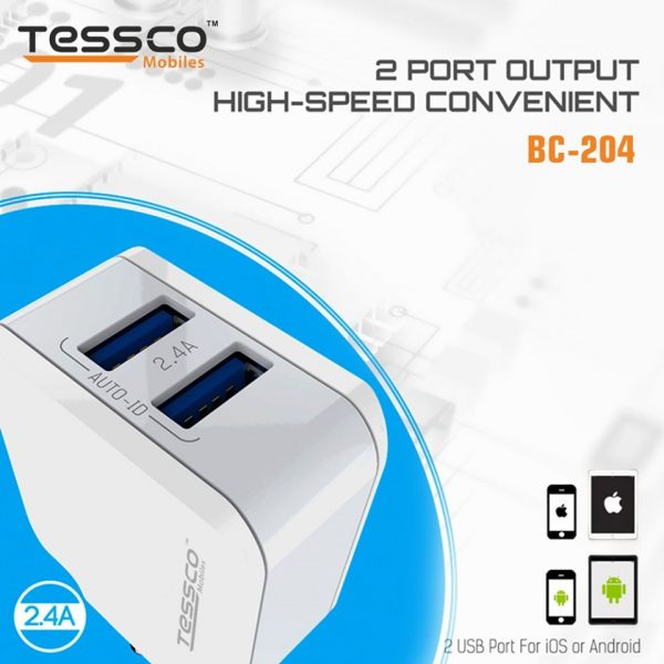 Tessco BC 204 2.4A Charger Dual USB (6 Months Warranty) - Image 9