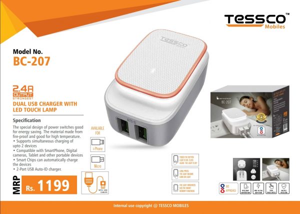Tessco BC 207 2.4A Charger Dual USB Ports (6 Months Warranty) - Image 5