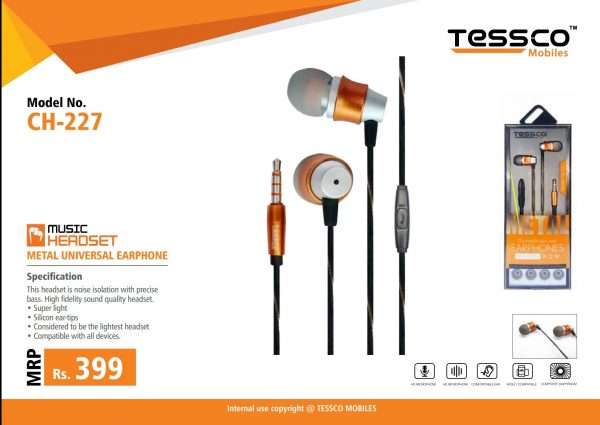 Tessco CH 227 Wired Earphone (In Ear) 6 months Warranty - Image 5