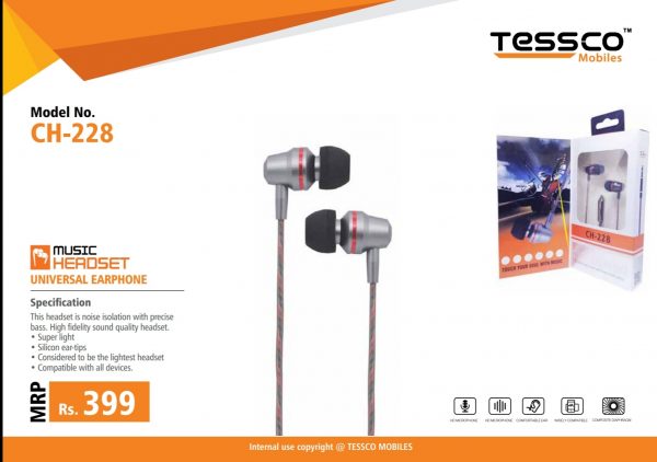 Tessco CH 228 Wired Earphone (In Ear) - Image 3