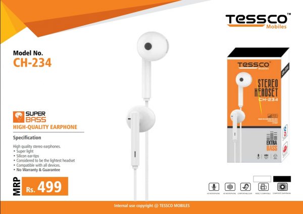 Tessco CH 234 Wired Earphone (In Ear) 6 months Warranty - Image 4