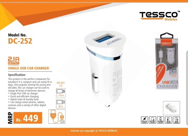 Tessco DC 252 2.1A Car Charger Single Port (6 Months Warranty) - Image 3