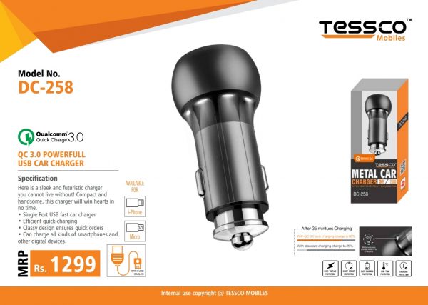 Tessco DC 258 3.0A Car Charger Qualcomm 3.0 Dual USB (6 Months Warranty) - Image 7