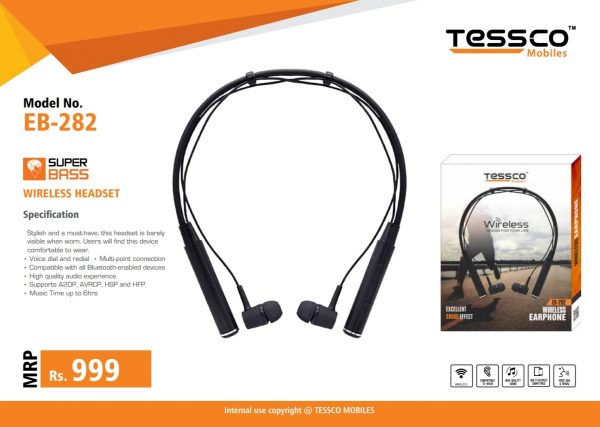 Tessco EB 282 Bluetooth Earaphone ( 6 Months Warranty) - Image 3