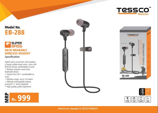 Tessco EB 288 Bluetooth Earphone (6 months Warranty) - Image 2