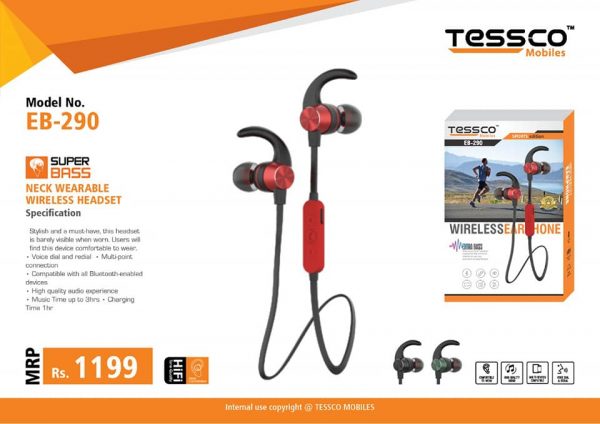 Tessco EB 290 Sports Bluetooth Earphone (6 months Warranty) - Image 2