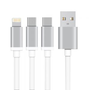 Tessco GU 331 2.0A 3 in 1 Data Cable 1meter (6 Months Warranty)  Micro USB, Lightning (Iphone), Type C
