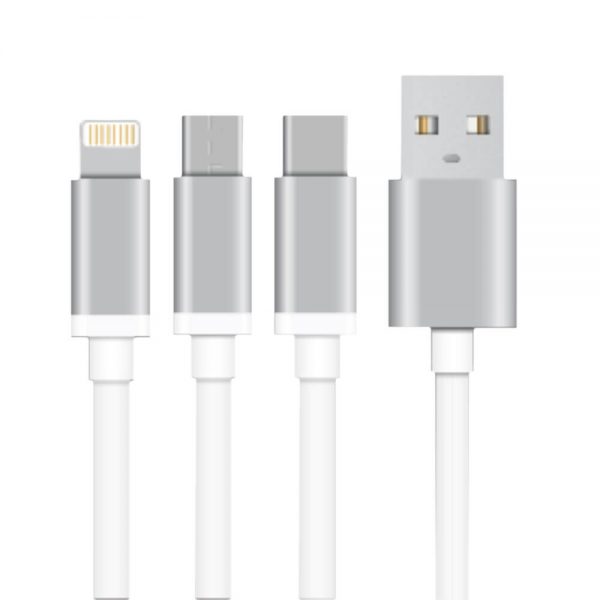 Tessco GU 331 2.0A 3 in 1 Data Cable 1meter (6 Months Warranty)  Micro USB, Lightning (Iphone), Type C