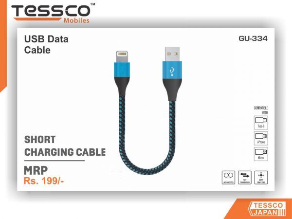 Tessco GU 334 2.0A Short Data Cable 25cm (6 Months Warranty)  Micro USB, Lightning (Iphone), TYPE-C - Image 2
