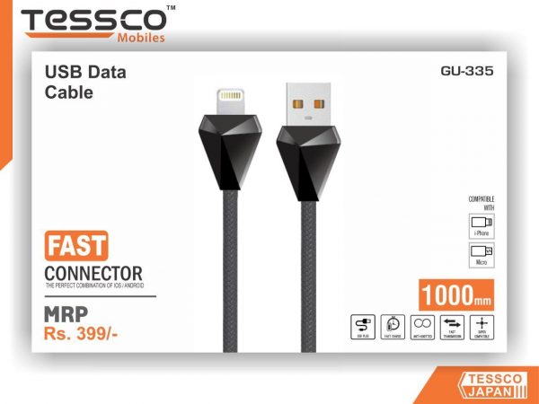 Tessco GU 335 2.0A Braided Data Cable 1meter (6 Months Warranty)  Micro USB, Lightning (Iphone), TYPE-C - Image 4