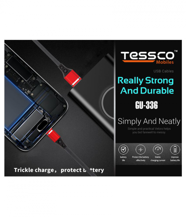 Tessco GU 336 3.4A Braided Data Cable 2meter (6 Months Warranty)  Micro USB, Lightning (Iphone), TYPE-C - Image 8