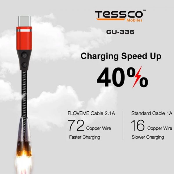 Tessco GU 336 3.4A Braided Data Cable 2meter (6 Months Warranty)  Micro USB, Lightning (Iphone), TYPE-C - Image 9