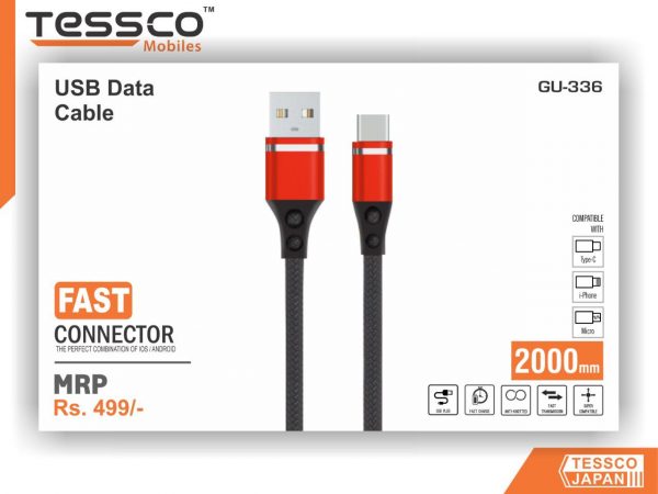 Tessco GU 336 3.4A Braided Data Cable 2meter (6 Months Warranty)  Micro USB, Lightning (Iphone), TYPE-C - Image 6