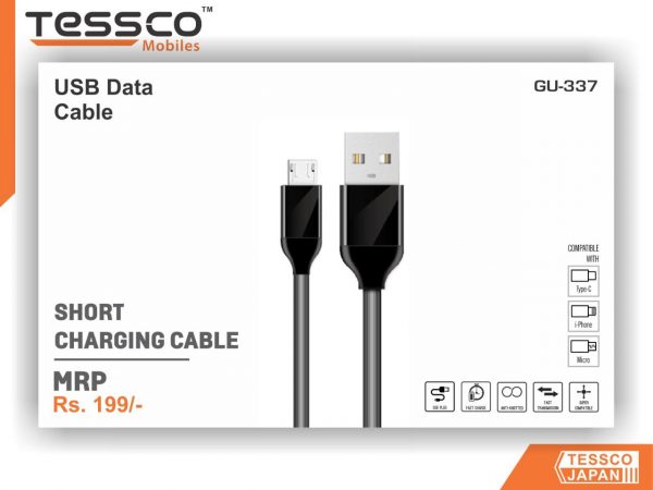 Tessco GU 337 2.0A Short Data Cable 20cm (6 Months Warranty)  Micro USB, Lightning (Iphone), TYPE-C - Image 3