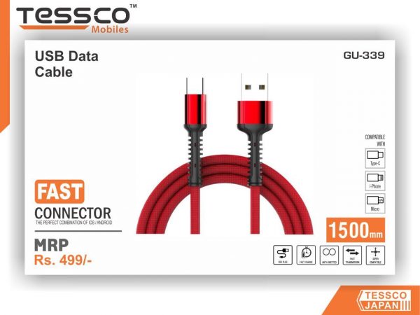 Tessco GU 339 3.4A Braided Data Cable 1.5meter (6 Months Warranty)  Micro USB, Lightning (Iphone), TYPE-C - Image 9