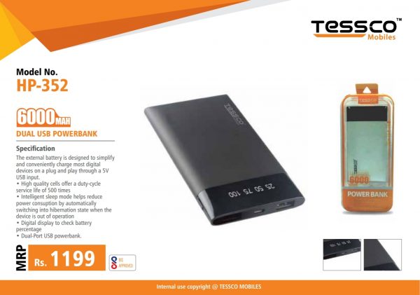 Tessco HP 352 6000mah Powerbank Dual USB (6 Months Warranty) - Image 8