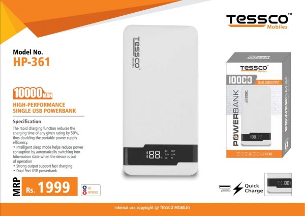 Tessco HP 361 10000mah Quick Charge Powerbank Dual USB (6 Months Warranty) - Image 8