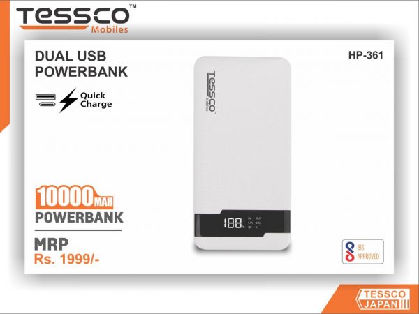 Tessco HP 361 10000mah Quick Charge Powerbank Dual USB (6 Months Warranty) - Image 9