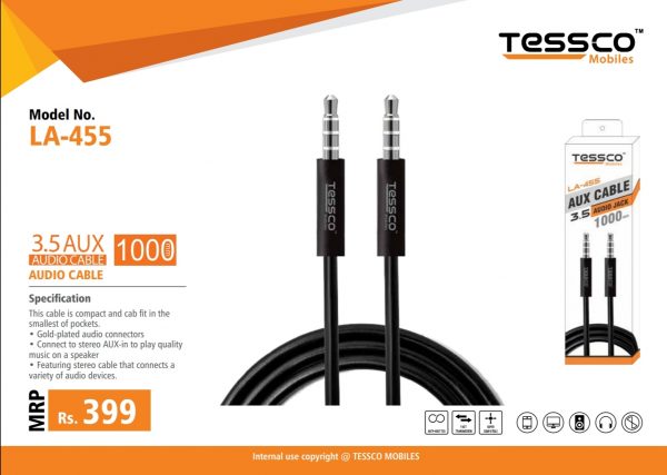 Tessco LA 455 AUX Cable 1meter (6 Months Warranty) - Image 2