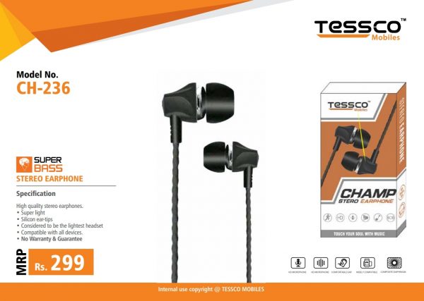 Tessco CH 236 Wired Earphone (In Ear) - Image 4