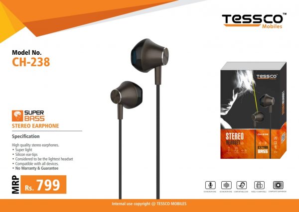 Tessco CH 238 Wired Earphone (In Ear) 6 months Warranty - Image 5
