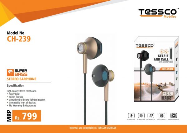 Tessco CH 239 Wired Earphone (In Ear) 6 months Warranty - Image 5