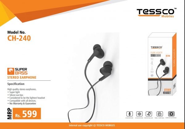 Tessco CH 240 Wired Earphone (In Ear) 6 months Warranty - Image 8