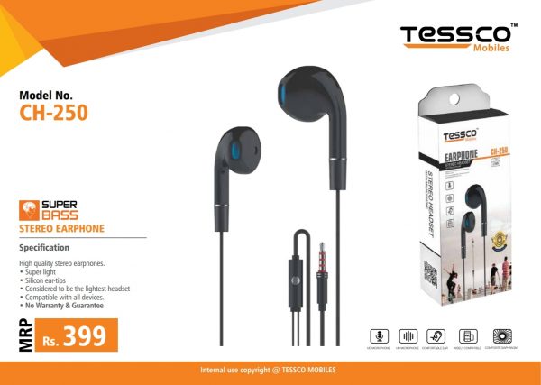Tessco CH 250 Wired Earphone (In Ear) 6 months Warranty - Image 5