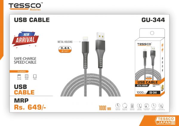 Tessco GU 344 3.4A Braided Data Cable 1 meter (6 Months Warranty) Micro USB, Lightning (Iphone), TYPE-C - Image 5