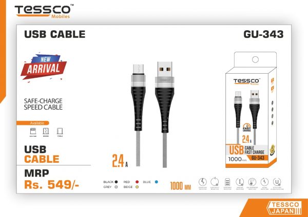 Tessco GU 343 2.4A Braided Data Cable 1 meter (6 Months Warranty) Micro USB, Lightning (Iphone), TYPE-C - Image 5