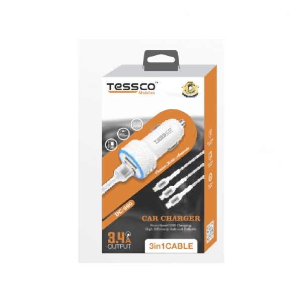 Tessco DC 260 3 in 1 3.4A Car Charger 2 USB Ports (6 Months Warranty) - Image 2