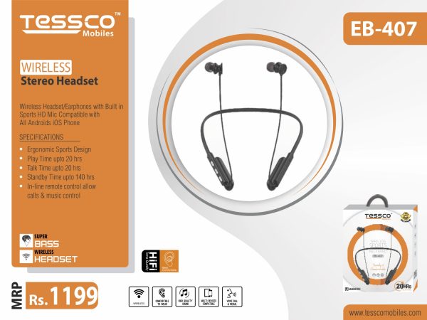 Tessco EB 407 Bluetooth Earphone (6 Months Warranty) - Image 4