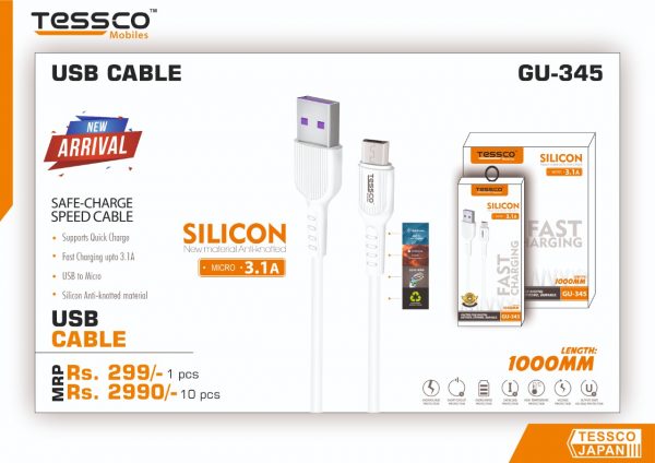 Tessco GU 345 3.1A Data Cable 1 meter (6 Months Warranty) Micro USB, Lightning (Iphone), TYPE-C - Image 6