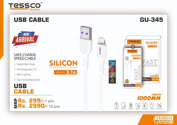 Tessco GU 345 3.1A Data Cable 1 meter (6 Months Warranty) Micro USB, Lightning (Iphone), TYPE-C - Image 7