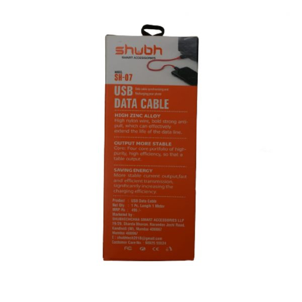 Shubh SH07 3.5A Micro USB Metal Cable 1 meter (6 Months Warranty) - Image 2