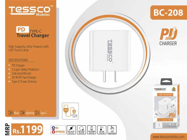 Tessco BC 208 A 20W PD Charger (6 Months Warranty) - Image 3