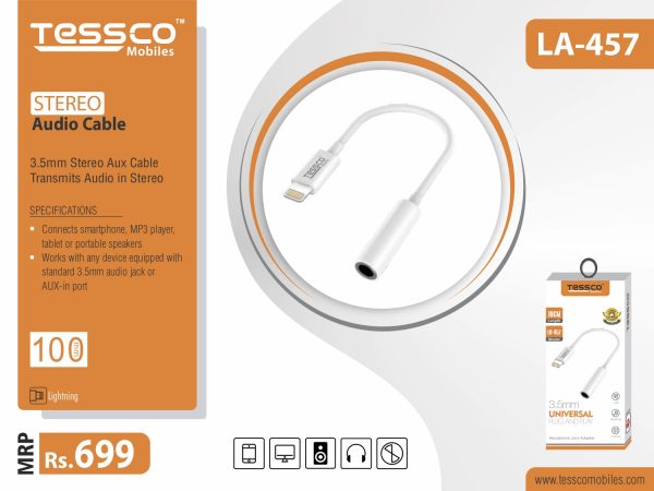 Tessco LA 457 IP LIGHTNING (iphone) To 3.5mm Female Connector (6 Months Warranty) - Image 4