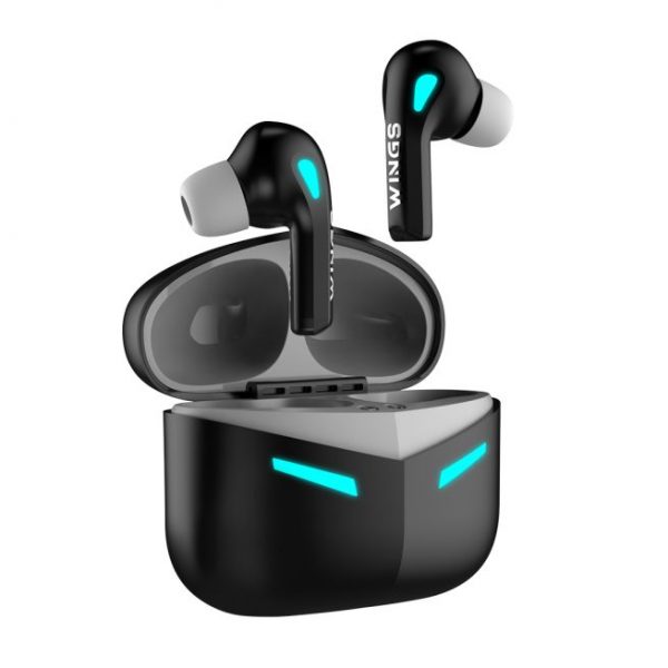 Wings Phantom 420 | 430 | 440 EARBUDS Best Low Latency Wireless Earbuds, 50 Hours Playtime Gaming Airbuds Sync App Support, Mic Touch Controls,Gaming Case & LED Lights