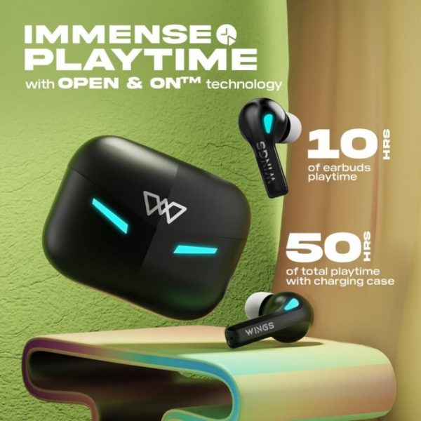 Wings Phantom 420 | 430 | 440 EARBUDS Best Low Latency Wireless Earbuds, 50 Hours Playtime Gaming Airbuds Sync App Support, Mic Touch Controls,Gaming Case & LED Lights - Image 5