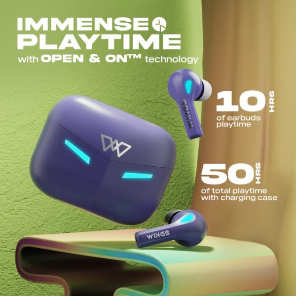Wings Phantom 420 | 430 | 440 EARBUDS Best Low Latency Wireless Earbuds, 50 Hours Playtime Gaming Airbuds Sync App Support, Mic Touch Controls,Gaming Case & LED Lights - Image 6