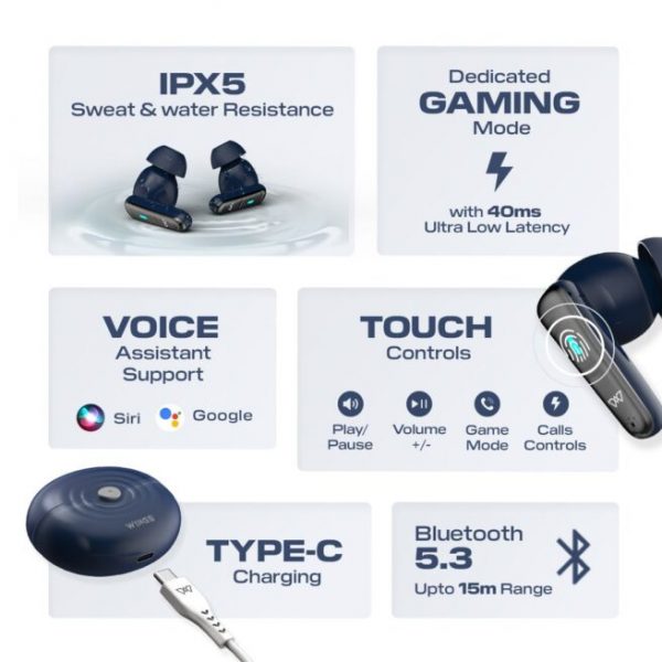Wings Flobuds 200 Made in India Wireless Earbuds Transparent Case, 13mm Drivers, Smart ENC, 50 Hrs Total Playtime, Gaming Mode 40 ms Low Latency, Voice Assistant Support. - Image 17